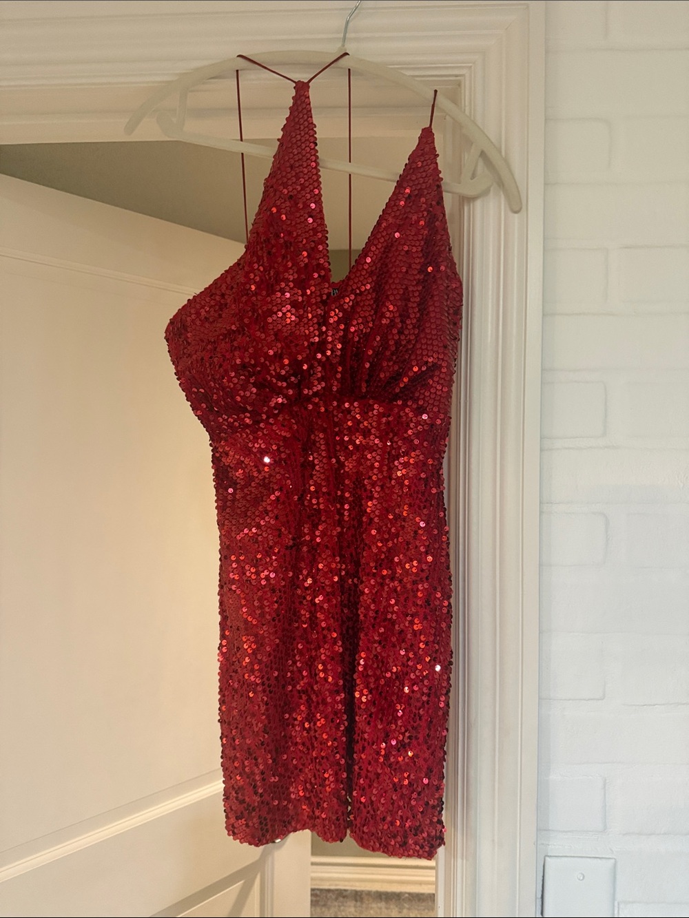 Zara asymmetrical spaghetti strap sequin mini dress